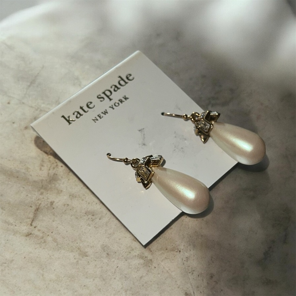 Kate Spade Gold and Pearl Teardrop Earrings